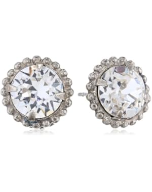 Decorative Edge Petite Antique Silver-Tone Stud Earrings