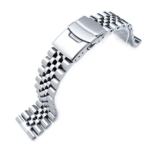 21.5mm Super Jubilee 316L SS Watch Bracelet for Seiko Tuna, Diver Clasp, Brushed and Polished Center