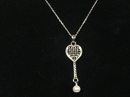 Sterling Silver Heart Racquet with Pearl