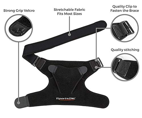 1SportsONE Shoulder Brace for Men and Women Rottator Cuff Brace Sleeve with Pressure Pads Labrum Tear Bursitis Dislocated AC Joint Frozen Pain Injury Prevention Immobilizer Compression for Recovery - Thumbnail 2