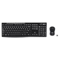 Logitech MK270 Wireless Keyboard and Mouse Combo for Windows, 2.4 GHz, 8 Multimedia Keys, PC, Laptop, Wireless Keyboard Compact Mouse Combo - Black