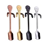 NewKelly Coffee Spoon Stainless Steel Tea Hanging cups Supplies Tableware Kitchen Skull (A)