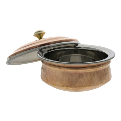 Tableware Indian Set of 2 Copper Serving Bowl Tureens with Lid 500 Ml