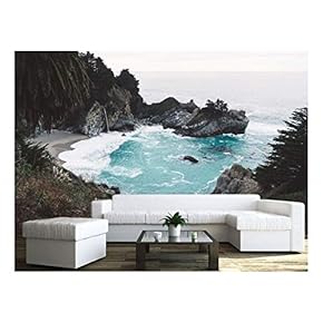 Sea Bay with Rocks,Waves - Removable Wall Mural | Self-Adhesive Large Wallpaper - 66x96 inches