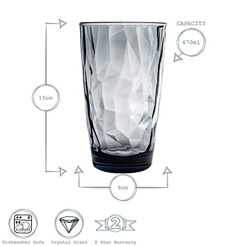 Bormioli Rocco 350260 Diamond Ocean Blue Longdrinkglas, 470 ml, Glas, blau, 6 Stück – Bild 4