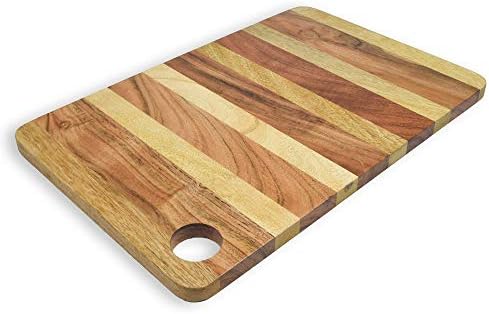 BRICK BROWN Handcrafted Mango and Acacia Wood Striped Chopping Board