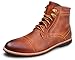 Kunsto Men's Leather Classic Brogue Boots Lace up Cap Toe US Size 9.5 Brown