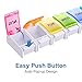DANYING Detachable Large 7 Day Pill Organizer, Push Button Daily Pill Box, Weekly Pill Case, Rainbow Pill Container, Vitamin Case