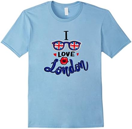 Mens England Flag On Glasses I love London Kiss Lips T-Shirt XL Baby Blue