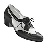 Aris Allen Women's Black and White 1950s Mesh Wingtip Swing Shoes