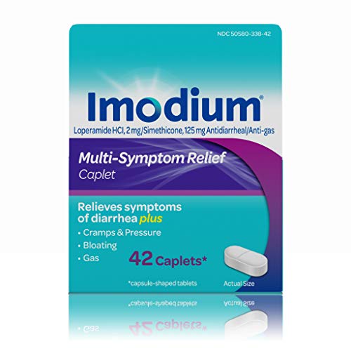 Imodium Multi-Symptom Caplets for Diarrhea Relief with Gas, Bloating & Cramps, 42 ct