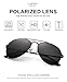 LUENX Aviator Sunglasses Men Women Polarized with Case - UV 400 Non-Mirror Black Lens Metal Black Frame 60mm