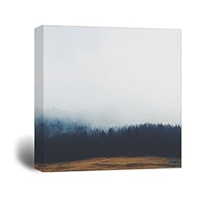 Square Canvas Wall Art - Misty Black Forest - Giclee Print Gallery Wrap Modern Home Art Ready to Hang - 12x12 inches
