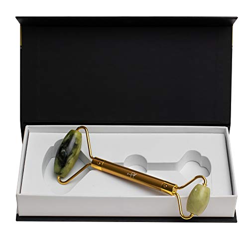 Jade Face Roller by HPYbeauty – 100% Natural Stone Facial Massager – Premium Anti Aging tool for Men and Women – Small and Large Massaging Kit for Body and Eyes – Helps with Lymphatic Drainage