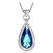 LADY COLOUR Necklace Day Gifts Sapphire Teardrop Pendant Blue Crystals Jewelry for Women Lovey Swan Animal Design Anniversary Birthday Gifts for Girlfriend Wife Grandma Mom Her