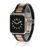 AWSTECH New 38mm Stainless Steel Replacement Smart Watch Band Wrist Strap Bracelet with Butterfly Buckle Clasp for Apple Watch All Models - Black Rosegold