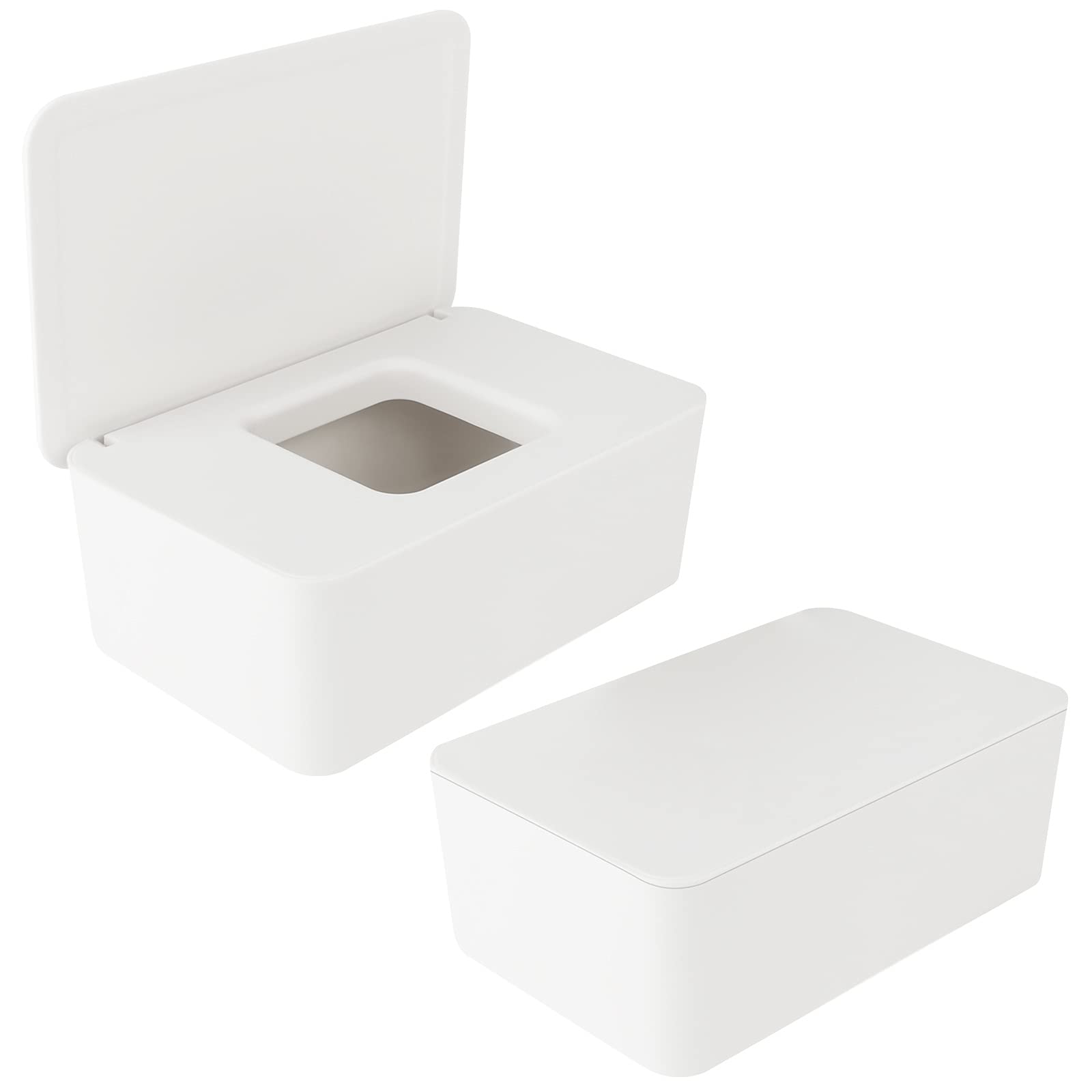 Anruyi 2 PCS Wet Wipes Box, Baby Wet Tissue Box Wet Wipes Dispenser Holder Plastic Wipes Dispenser Case Wet Wipes Storage Box Wet Tissue Case Container with Lid Seal for Home Office Desk (White)