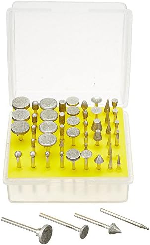 GORCHEN Diamond Burr Set Rotary Grinding Head Bit 50 Pcs 1/8-Inch Shank Grit 120 for Stone Wood Metal Engraving