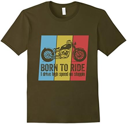 Men's Biker Life USA, Born to ride tshirt Large Olive