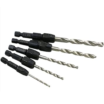 Generic 5pc Quick Change Drill Bit Set Hex Shank Metric 1/4 inch Twist Drill Bit Steel Plate Hole Cutter Drill 2mm to 6mm Core Drill Bit