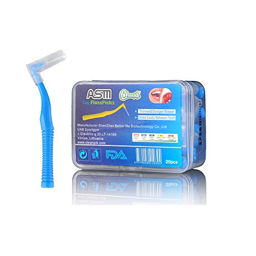 Interdental Angled Brush,Back Teeth Brush Picks,Tooth Brush,20 each (Pack of 2)