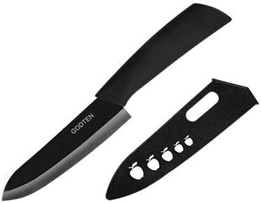 Ceramic Chef Knife, 6 inch Utility Kitchen Knife with Non-Slip Handle for Fruits, Vegetables and Meat - Sharp Blade, Eco Friendly, Black (6 inch)