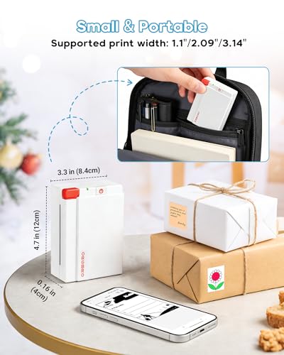 ORGBRO Sticker Printer Machine, X3 Mini Printer Print Pods Portable Thermal Inkless Sticker Maker, 2-3 Inch 300 DPI Bluetooth Pocket Printers for Smartphones, Notes, Journal, Photos, DIY, Kids Gift