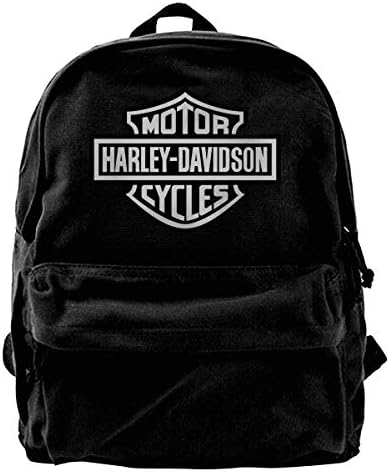 Harley Davidson-Logo Backpack Classical Basic Travel Shoulders Bag for School Water Resistant Schoolbag Black One Size