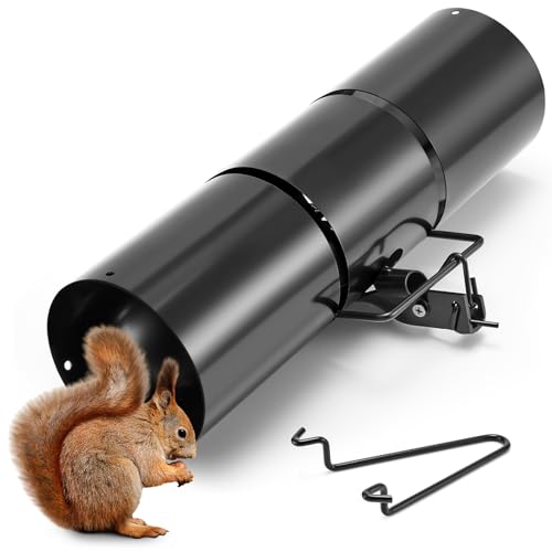 Photo 1 of Qualirey Tube Squirrel Trap Rust Resistant Trap 4.5'' in Diameter with a Setting Tongs for Backyards Patios Gardens, Safe and Effective Pest Control Commercial and Residential Use(1 Pcs, 15 Inch)
