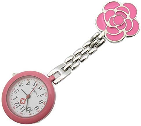 かわいい ローズ ナースウォッチ 看護師 医療 時計 逆さ文字盤 クリップタイプ ピンク Parapentefamily Com