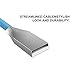 Micro USB Charger, Rywell (2 pack) Ultra Thin 6ft Zinc Alloy Flat Noodles Charging USB Cable for Samsung LG HTC Moto ZTE Nexus Blackberry Sony and all Micro-USB devices(Blue)
