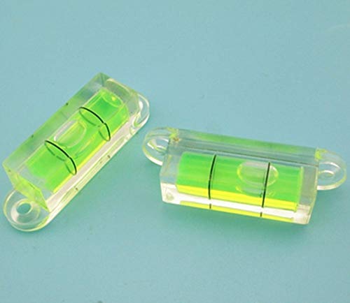 4x Bubble Level Measuring Tools - 10x10x39mm Level Degree Mark with Hole - Fluorescent Yellow