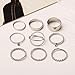 FINETOO 9 PCS Simple Stainless Steel Knuckle Midi Ring Set Crystal for Women/Girl Silver CZ Finger Stackable Rings Set Jewelry Friendship