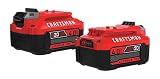 CRAFTSMAN V20 Lithium Ion Battery, 4.0-Amp Hour, 2 Pack (CMCB204-2)