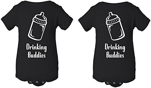FASCIINO Infant Twins Matching Bodysuit Onesie Set