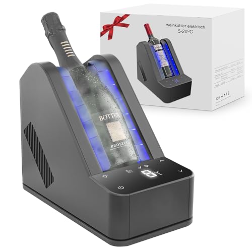 Electric Wine Cooler for Table & Bar - Precision Cooling without Ice - 24 Hours Continuous Operation for Wine & Champagne - Fits 750ml Standard Bottles & Various Champagne Sizes - Gift Idea