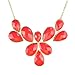 JANE STONE Red Drop Bubble Fashion Chunky Jewelry Statement Bib Necklace(Fn0835-Coral Red)
