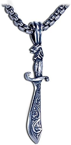 KeyLimeBay Nautora Cutlass, Sword Pendant Crafted in Sterling Silver on a 22" Stainless Steel Necklace