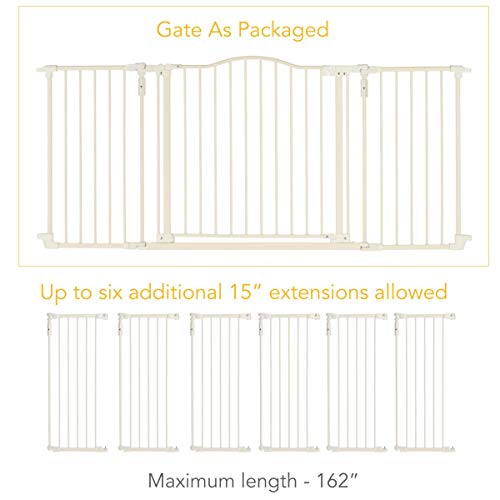 North States 15" Extension for Soft White Deluxe Décor Baby Gate: Expands your gate up to 87" for extra wide spaces (Adds 15" width, Soft White) - Thumbnail 5