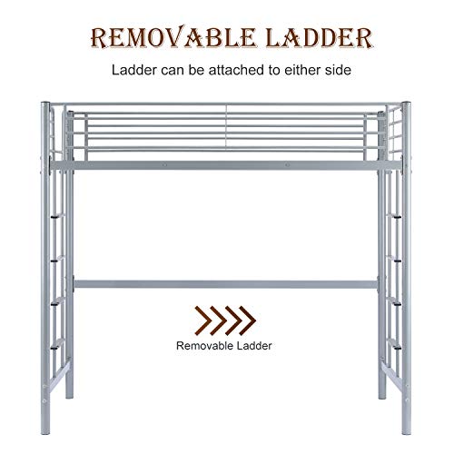 Bonnlo Twin Size Metal Loft Bed for Kids, Gray Pricepulse