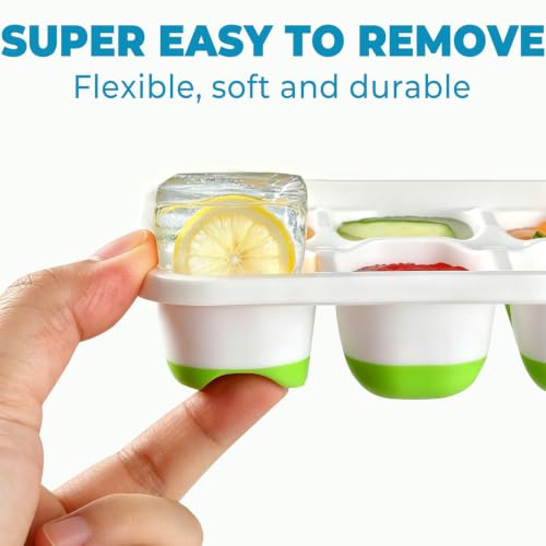 Silicone Ice Cube Tray with Lid BPA Free Small Ice Trays for Freezer 4 Pack | Flexible Design Easy Release, LFGB Certified Food Grade, Stackable Non Spill Lidded Ice Cube Moulds