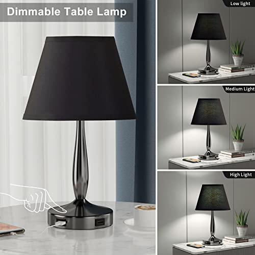 Black Touch Table Lamp for Bedroom 3Way Dimmable Bedside Lamps