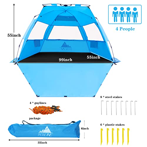 NXONE XL Pop Up Beach Tent, Deluxe Sun Shade Shelter for 4 Person, UPF