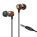 X-Best Customed Wood in-Ear Earphones with Microphone, Premium High Definition Dynamic Crystal Sound，Stereo Bass Earbuds, Noise Isolating Headphone with Volume Control for iOS Android Devices