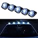 iJDMTOY Black-Out Smoked Lens Xenon White LED Illuminated Cab Roof Clearance Marker Lamps Compatible with Truck SUV 4x4, 5-Piece Roof Running Light Set Powered by (5) 5050-SMD LED Bulbs