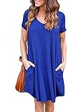 Lvenus Women's V Neck Short Sleeve Pocket Casual Loose T-Shirt Dress