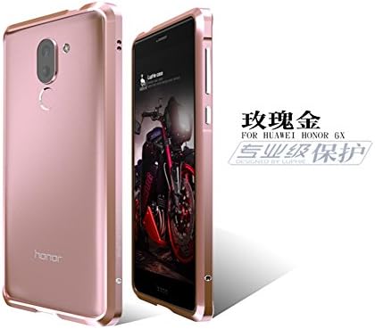 Huawei Honor 6X / Huawei Mate 9 Lite Case, Lwang 3D Curved Surface CNC Aviation Aluminum Alloy Metal Bumper Frame Cover for Huawei Honor 6X (bumper rose gold)