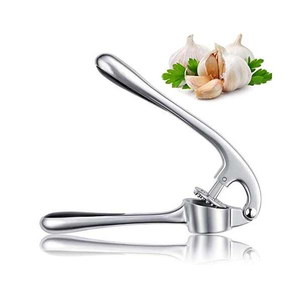 Garlic Press, Garlic Crusher Press to Press Clove and Smash Ginger Handheld Zinc Alloy Rust-Proof Tool for Kitchen