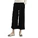 MOCOTONO Women's Plus Size Elastic Waist Wide Leg Linen Cropped Pants Black X-Large