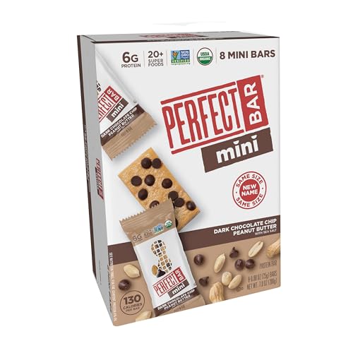 Perfect Bar Mini Dark Chocolate Chip Peanut Butter Protein Bar, Organic, 8 count, 0.88 oz
